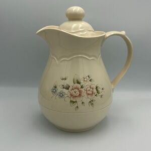 Pfaltzgraff Tea Rose‎ Hot Cold Pitcher Insulated Thermos Coffee Carafe Lid 32oz